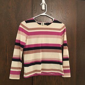 J. Crew Long Sleeve Striped Top with Zipper Back